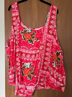 Women’s Pink Sleeveless Floral Swing Tank Top